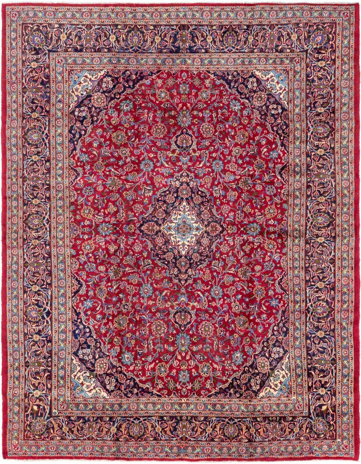 Detail image of 9' 9 x 13' Hand Knotted Mashad Persian Wool Rug