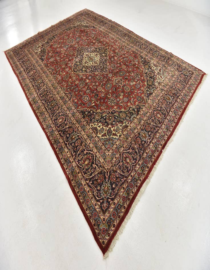 Detail image of 9' 6 x 13' 6  Hand Knotted Mashad Persian Wool Rug