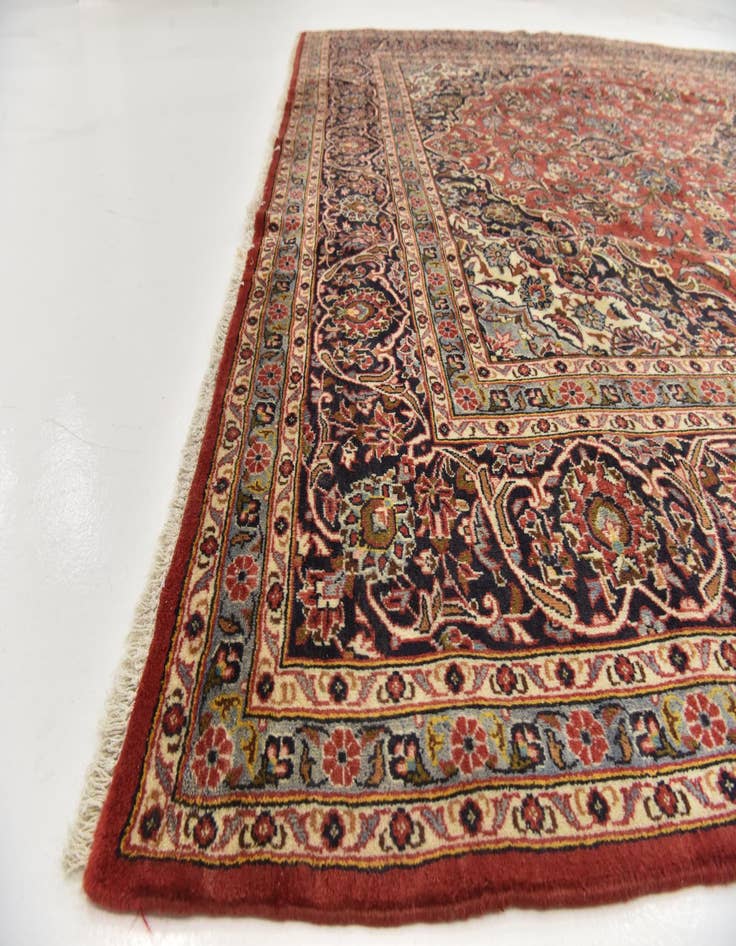 Detail image of 9' 6 x 13' 6  Hand Knotted Mashad Persian Wool Rug