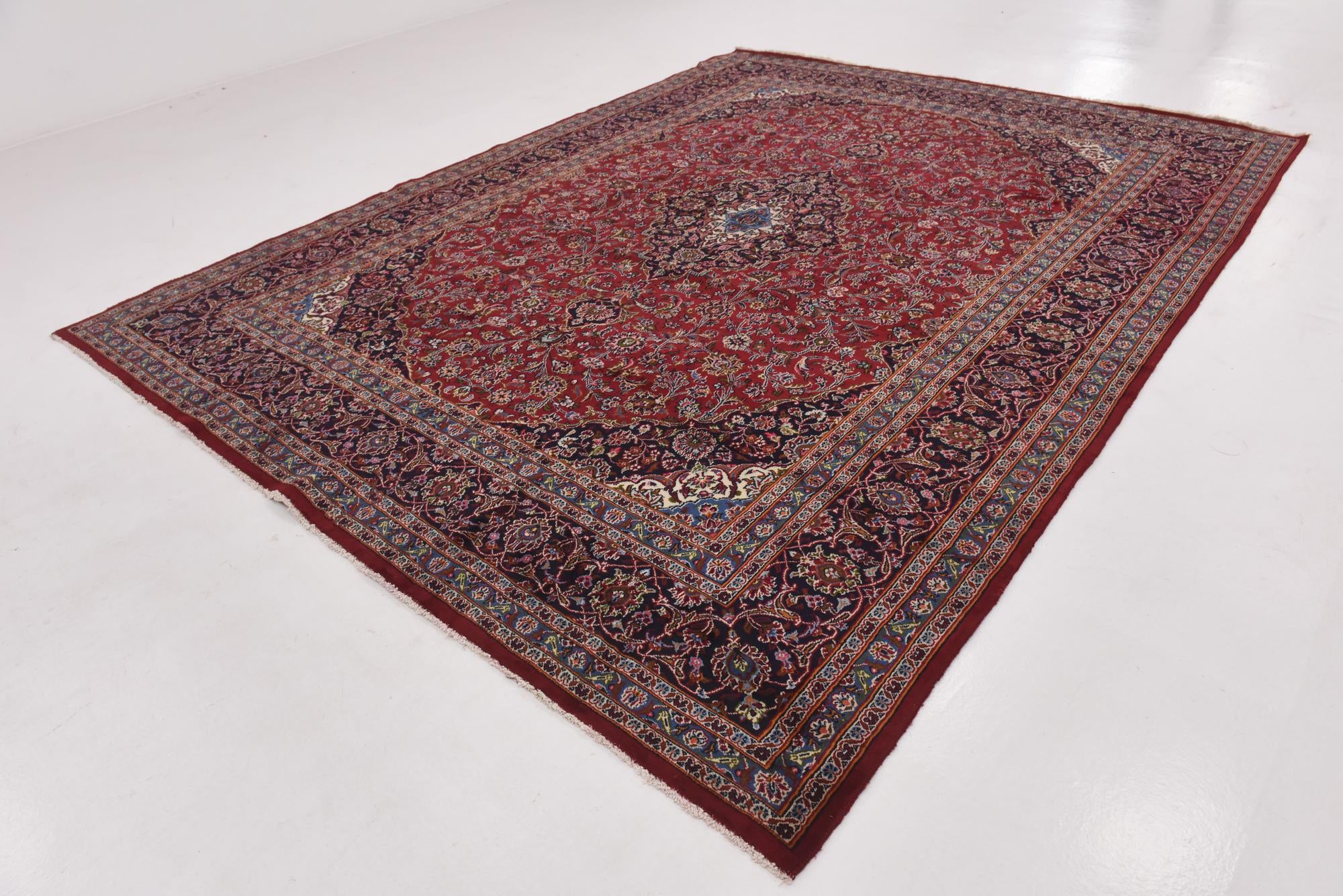 9' 9 x 12' 10 Hand Knotted Mashad Persian Wool Rug