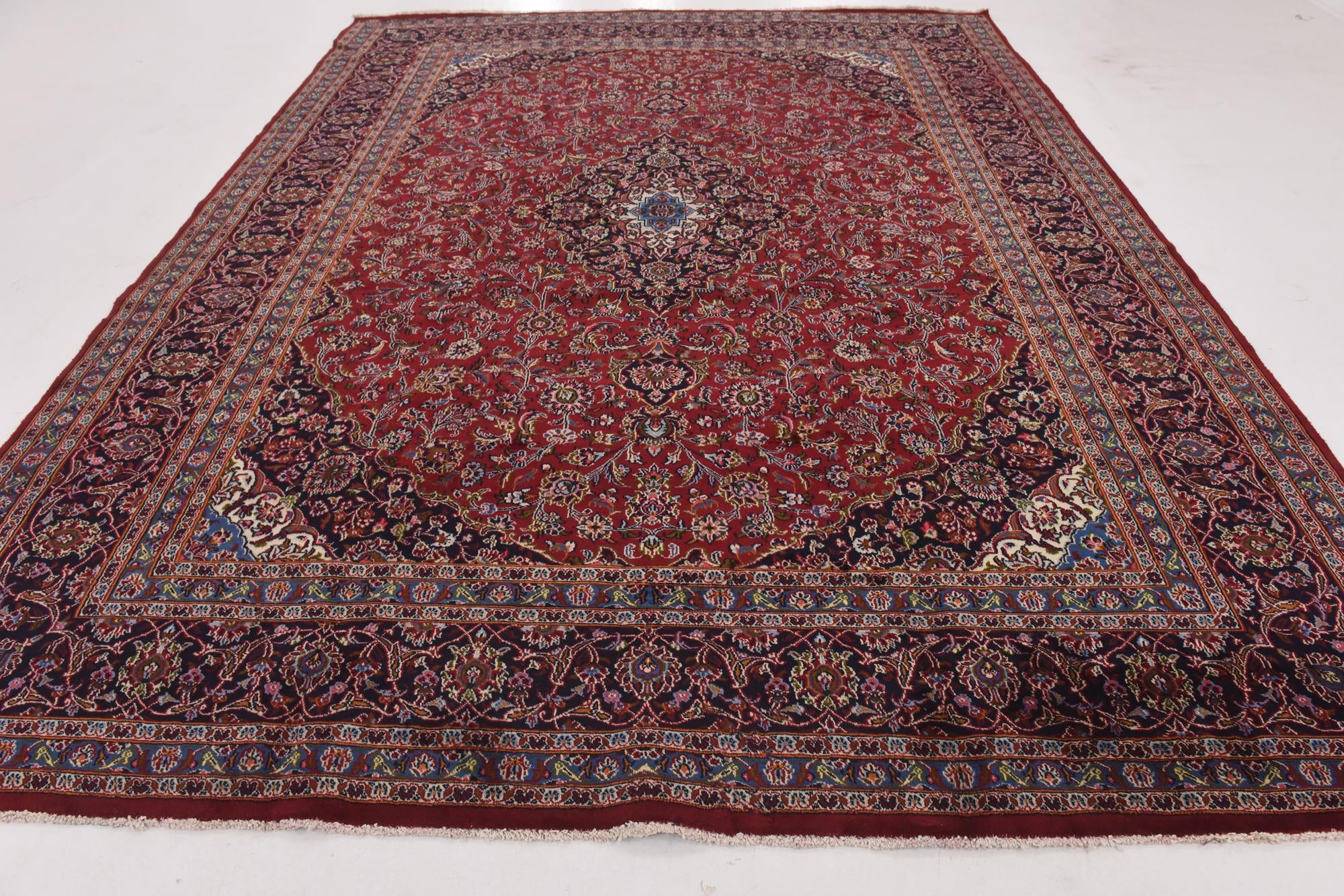 9' 9 x 12' 10 Hand Knotted Mashad Persian Wool Rug