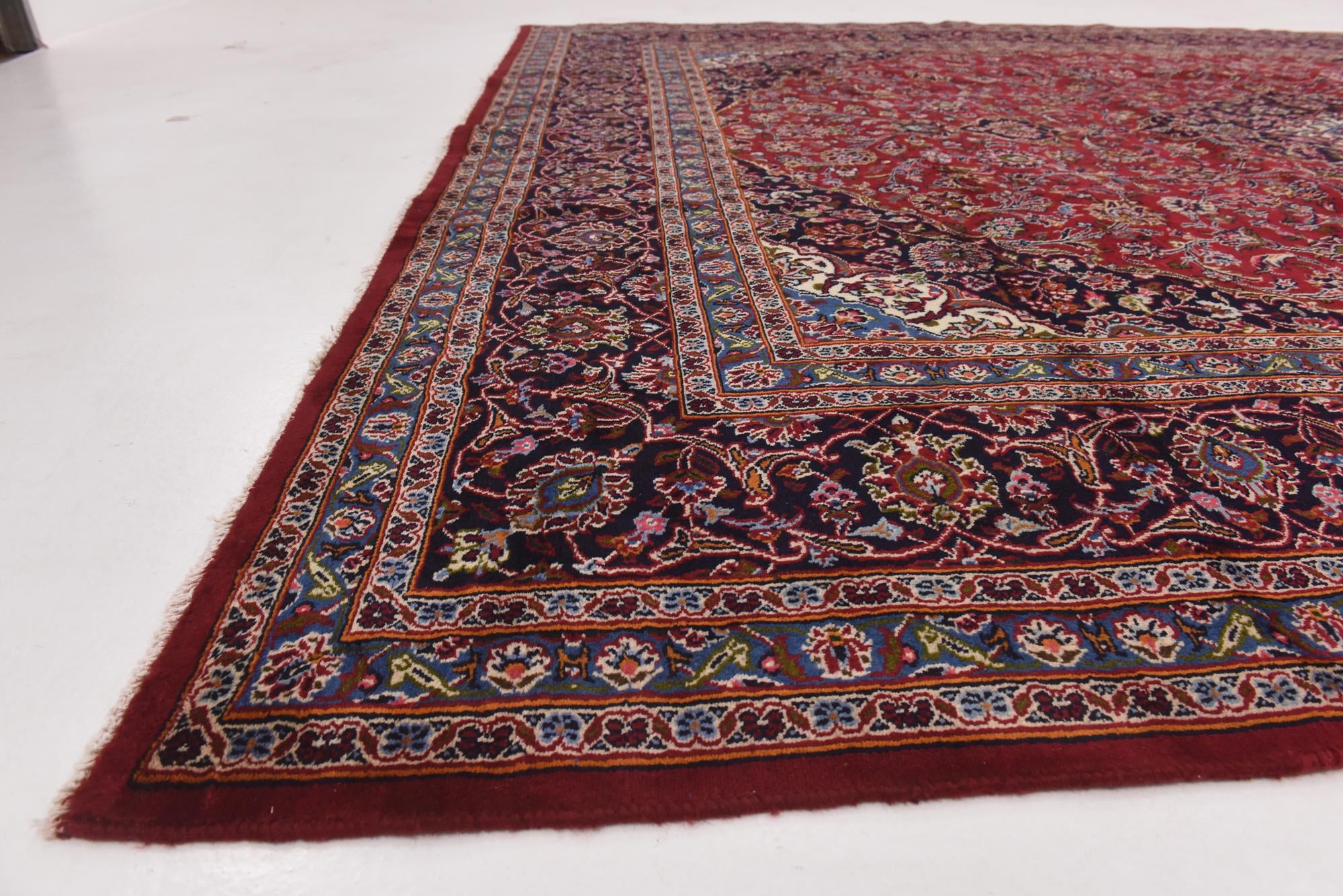 9' 9 x 12' 10 Hand Knotted Mashad Persian Wool Rug