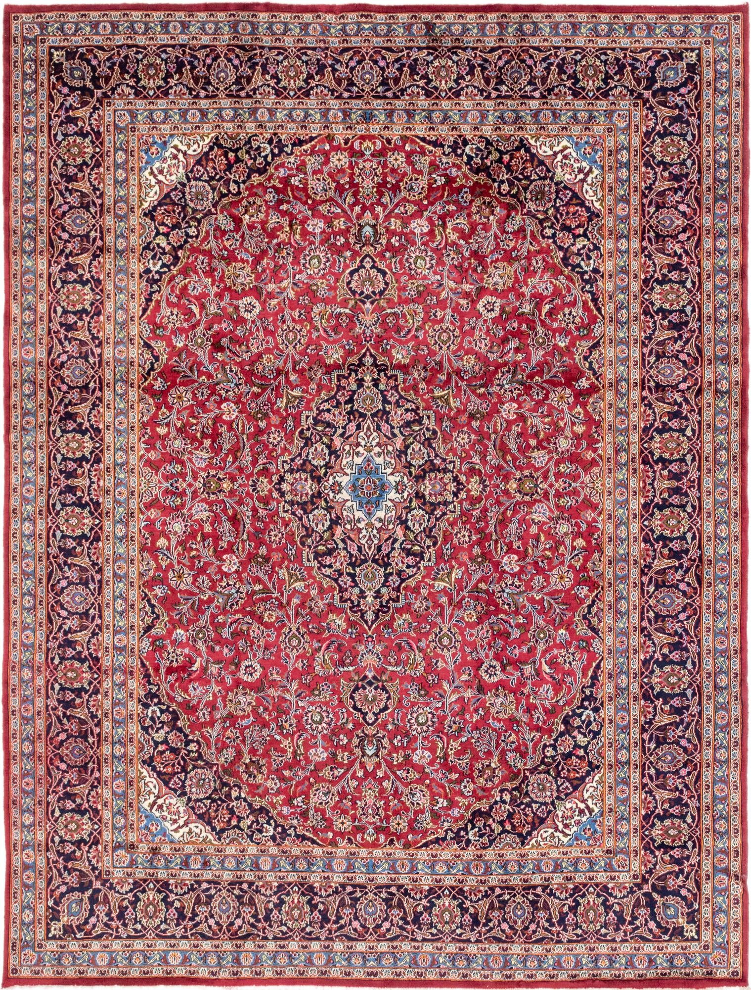 9' 9 x 12' 10 Hand Knotted Mashad Persian Wool Rug