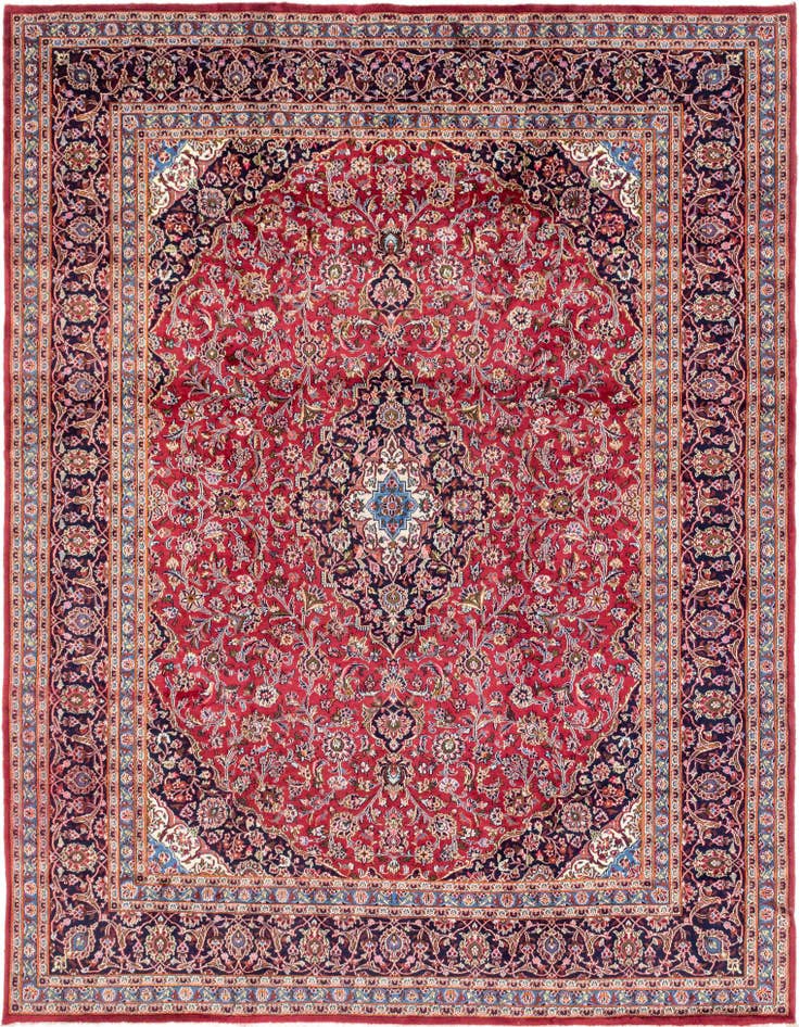 Detail image of 9' 9 x 12' 10 Hand Knotted Mashad Persian Wool Rug
