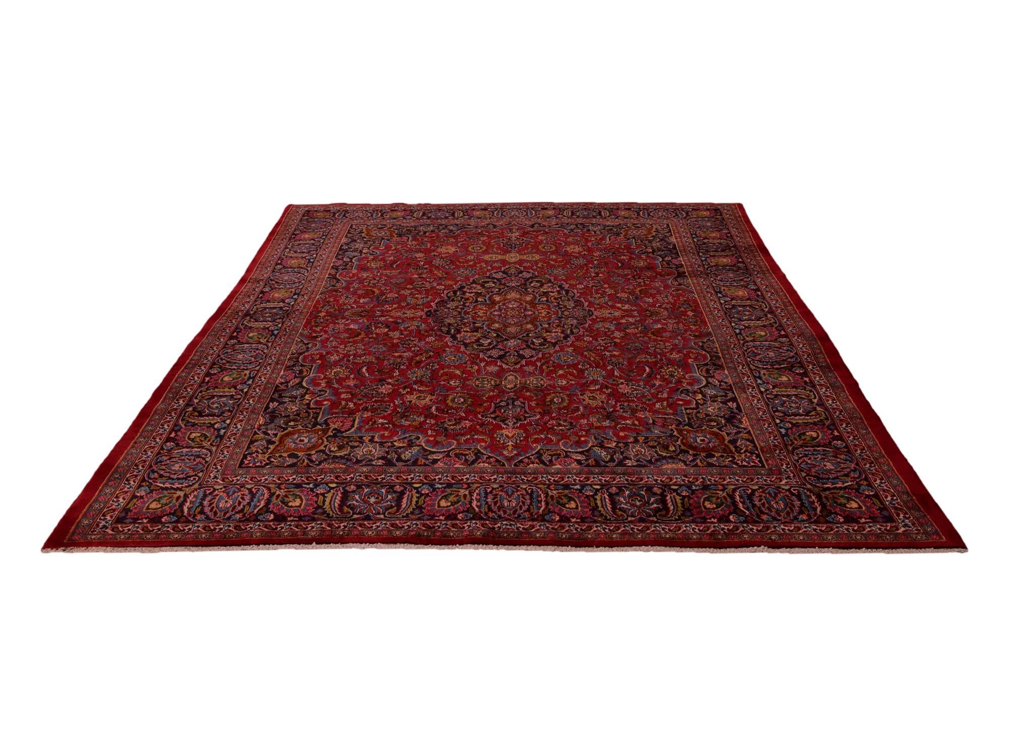 9' 6 x 12' 8 Hand Knotted Mashad Persian Wool Rug