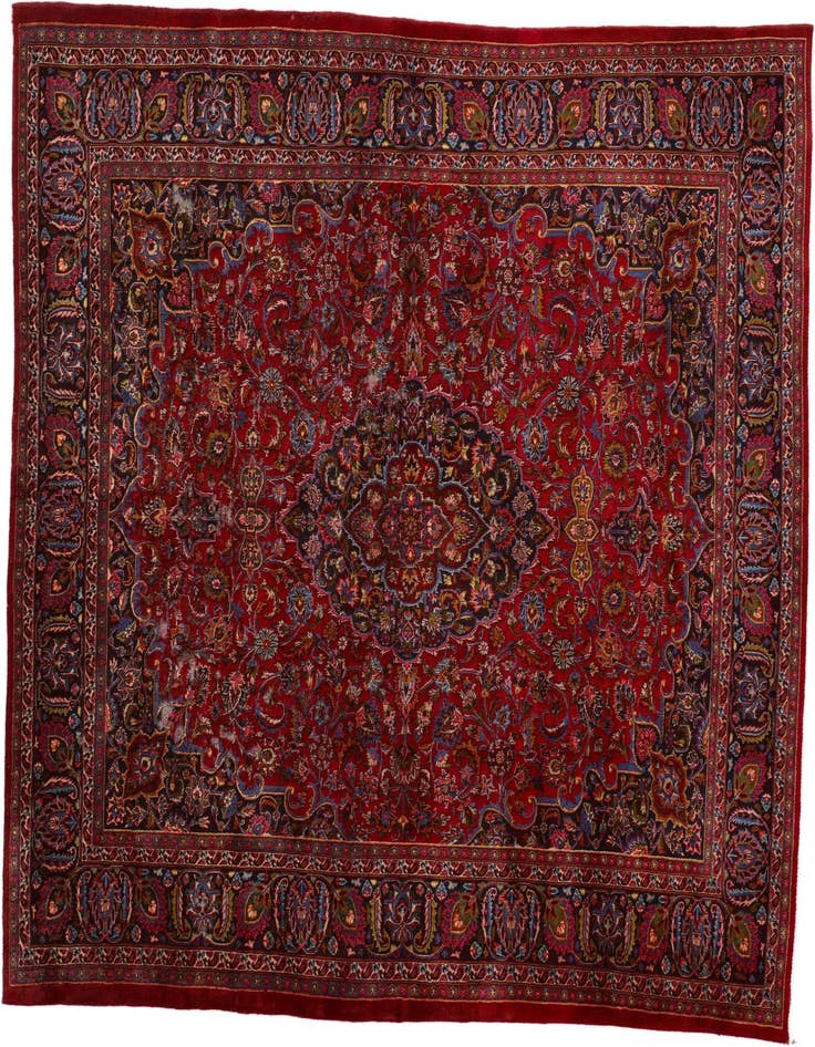 Detail image of 9' 6 x 12' 8 Hand Knotted Mashad Persian Wool Rug
