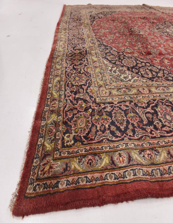Detail image of 9' 6 x 12' 9 Hand Knotted Mashad Persian Wool Rug