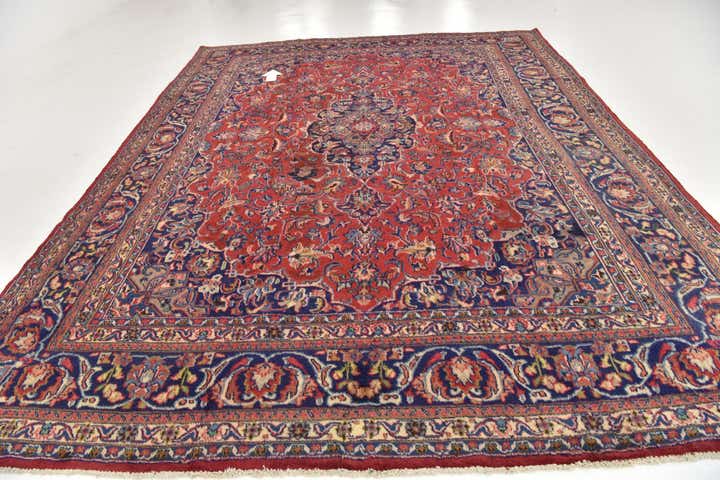 9' 8 x 12' 8 Hand Knotted Mashad Persian Wool Rug