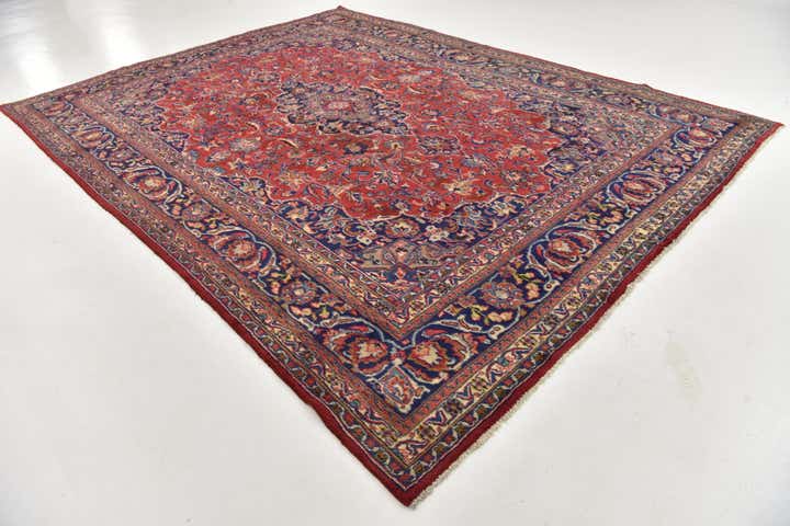 9' 8 x 12' 8 Hand Knotted Mashad Persian Wool Rug