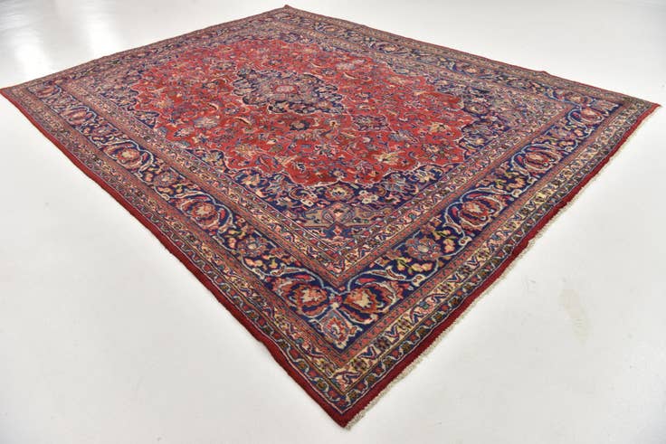 Detail image of 9' 8 x 12' 8 Hand Knotted Mashad Persian Wool Rug