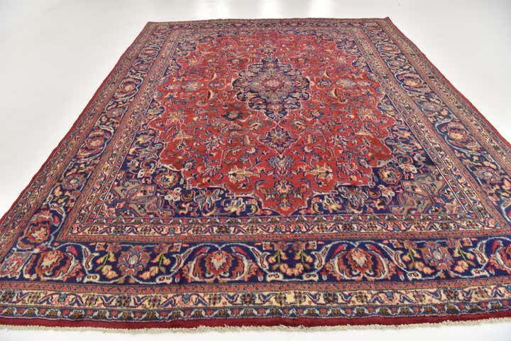 9' 8 x 12' 8 Hand Knotted Mashad Persian Wool Rug
