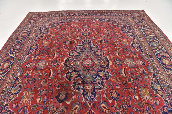 9' 8 x 12' 8 Hand Knotted Mashad Persian Wool Rug