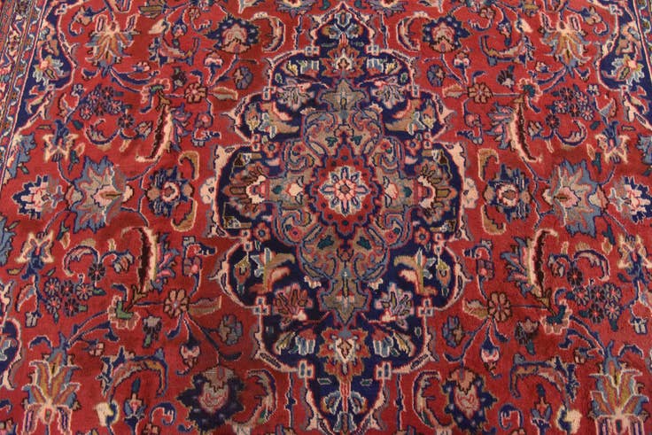 Detail image of 9' 8 x 12' 8 Hand Knotted Mashad Persian Wool Rug