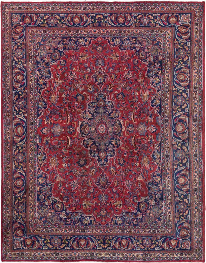9' 8 x 12' 8 Hand Knotted Mashad Persian Wool Rug