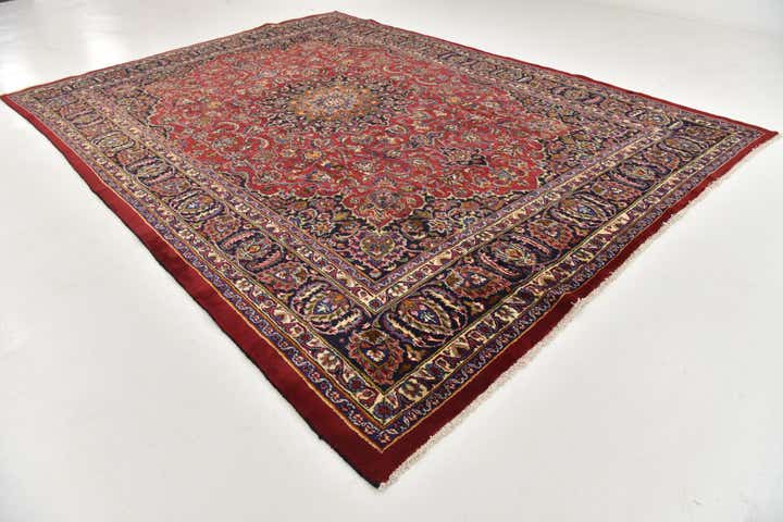 9' 6 x 12' 9 Hand Knotted Mashad Persian Wool Rug