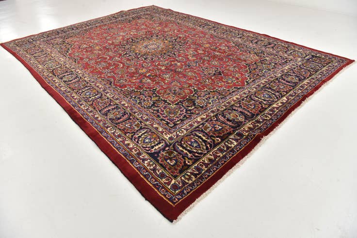 Detail image of 9' 6 x 12' 9 Hand Knotted Mashad Persian Wool Rug