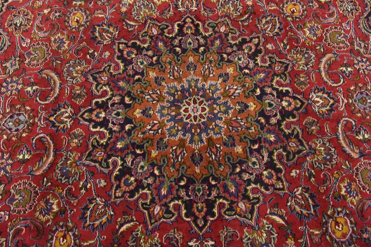 Detail image of 9' 6 x 12' 9 Hand Knotted Mashad Persian Wool Rug