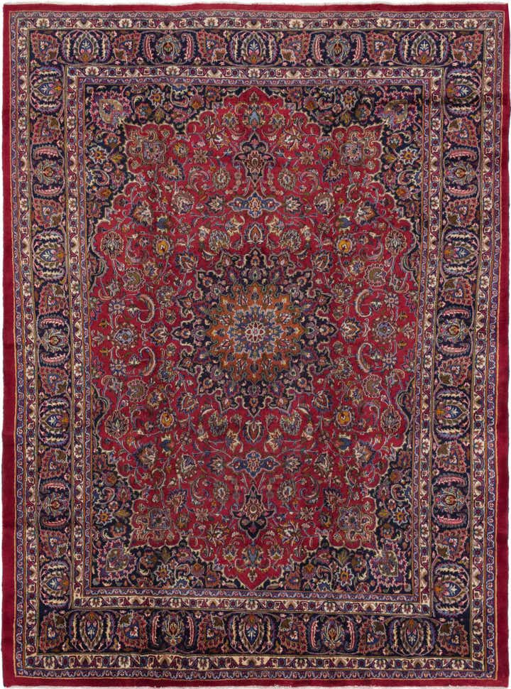 9' 6 x 12' 9 Hand Knotted Mashad Persian Wool Rug