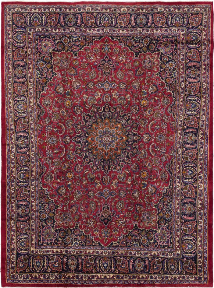 Detail image of 9' 6 x 12' 9 Hand Knotted Mashad Persian Wool Rug