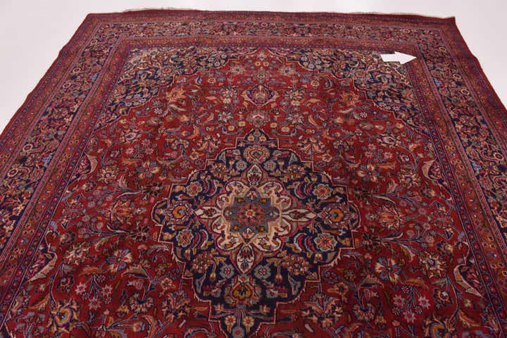 9' 8 x 12' 9 Hand Knotted Mashad Persian Wool Rug