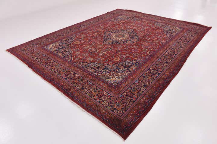 9' 8 x 12' 9 Hand Knotted Mashad Persian Wool Rug
