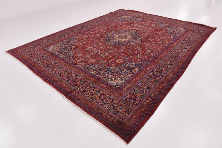 Detail image of 9' 8 x 12' 9 Hand Knotted Mashad Persian Wool Rug