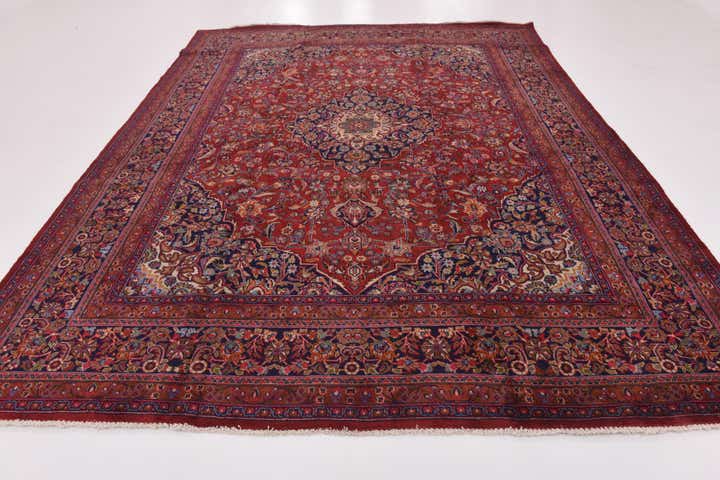 9' 8 x 12' 9 Hand Knotted Mashad Persian Wool Rug