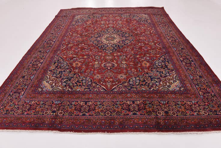Detail image of 9' 8 x 12' 9 Hand Knotted Mashad Persian Wool Rug