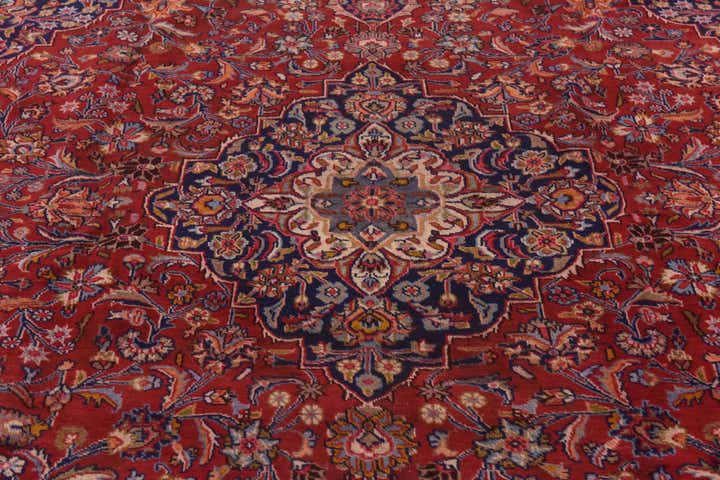 9' 8 x 12' 9 Hand Knotted Mashad Persian Wool Rug