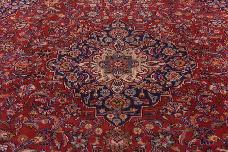 Detail image of 9' 8 x 12' 9 Hand Knotted Mashad Persian Wool Rug