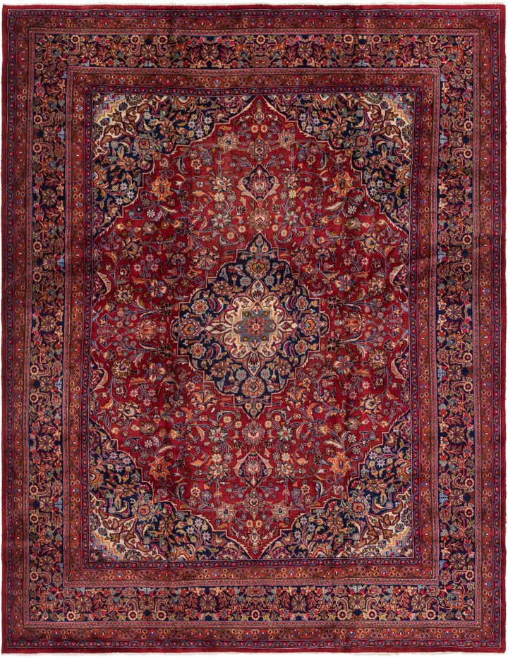 9' 8 x 12' 9 Hand Knotted Mashad Persian Wool Rug