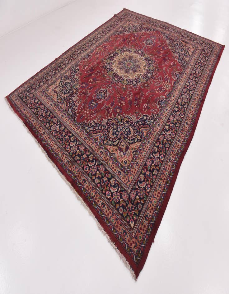 Detail image of 9' 7 x 12' 7  Hand Knotted Mashad Persian Wool Rug