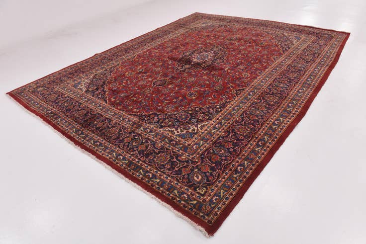 Detail image of 9' 7 x 13' Hand Knotted Mashad Persian Wool Rug