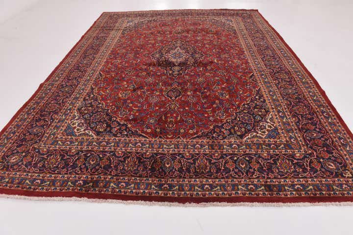 9' 7 x 13' Hand Knotted Mashad Persian Wool Rug