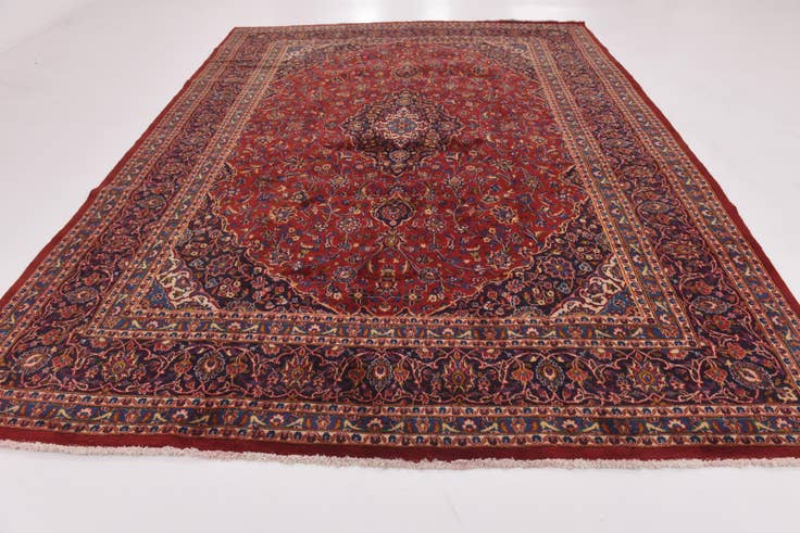 Detail image of 9' 7 x 13' Hand Knotted Mashad Persian Wool Rug