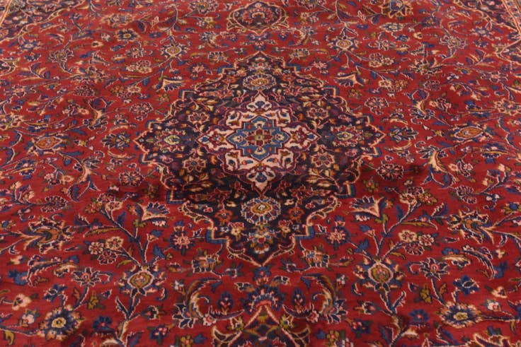 Detail image of 9' 7 x 13' Hand Knotted Mashad Persian Wool Rug