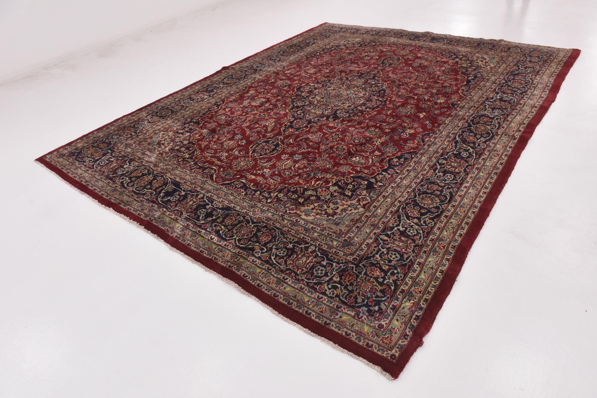 9' 7 x 12' 7 Hand Knotted Mashad Persian Wool Rug