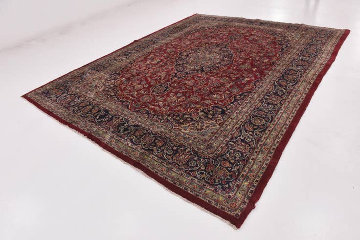 Detail image of 9' 7 x 12' 7 Hand Knotted Mashad Persian Wool Rug