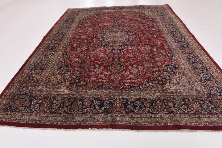 9' 7 x 12' 7 Hand Knotted Mashad Persian Wool Rug