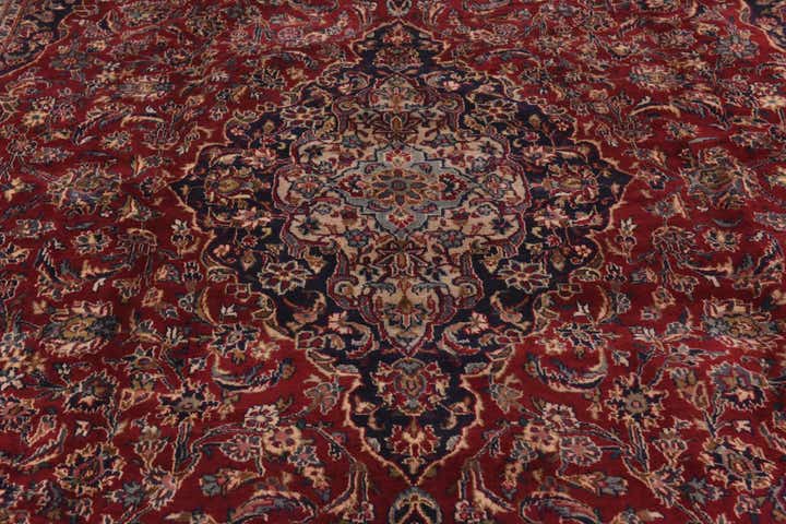 9' 7 x 12' 7 Hand Knotted Mashad Persian Wool Rug