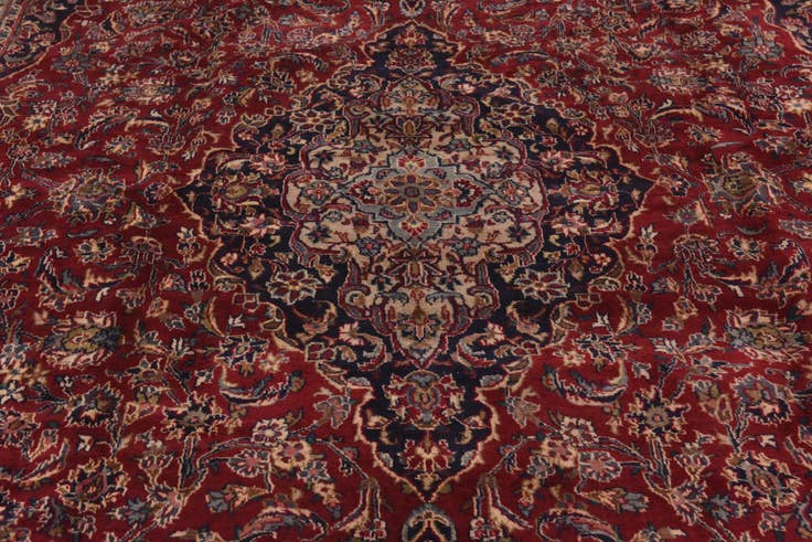 Detail image of 9' 7 x 12' 7 Hand Knotted Mashad Persian Wool Rug