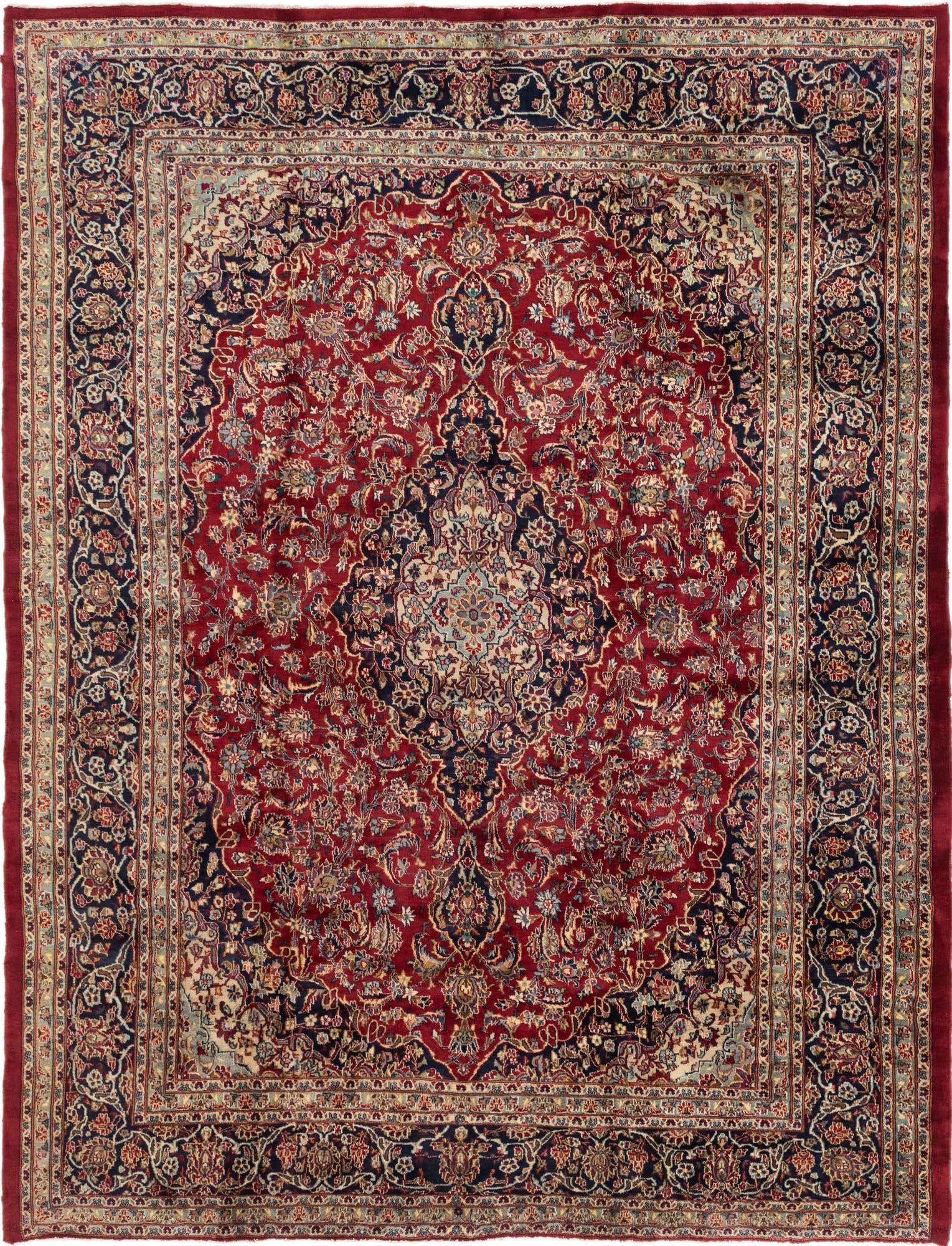 9' 7 x 12' 7 Hand Knotted Mashad Persian Wool Rug