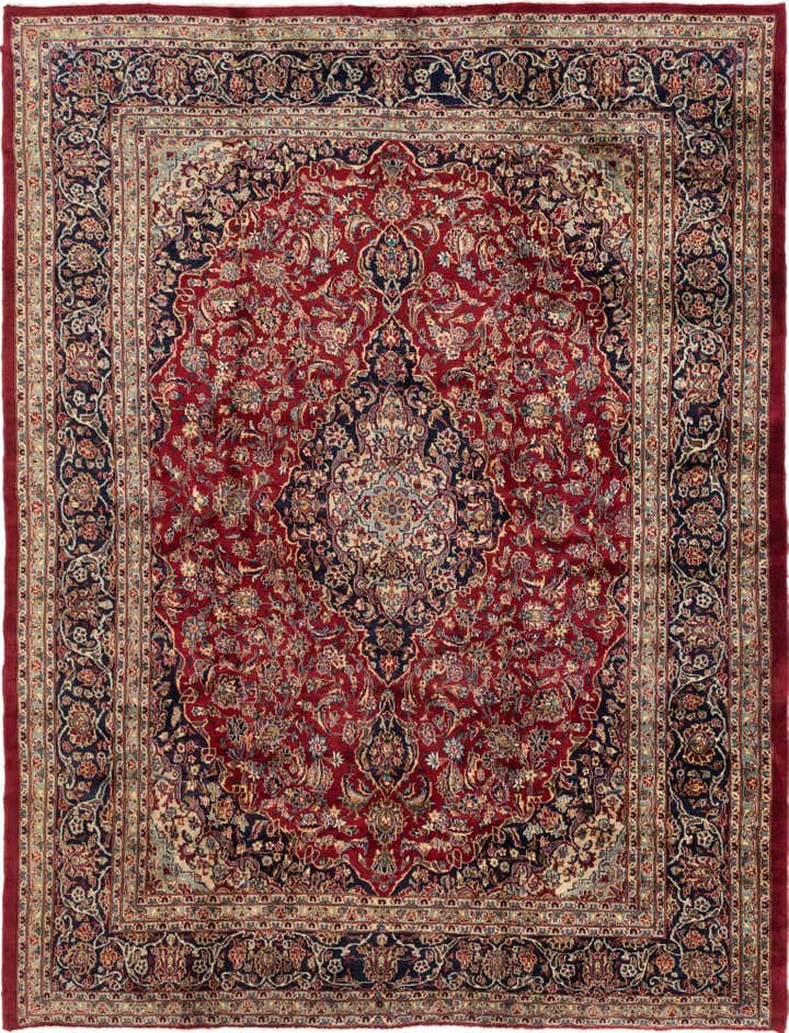 9' 7 x 12' 7 Hand Knotted Mashad Persian Wool Rug
