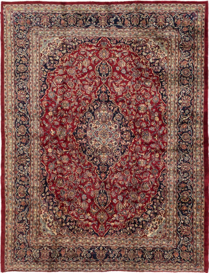 Detail image of 9' 7 x 12' 7 Hand Knotted Mashad Persian Wool Rug
