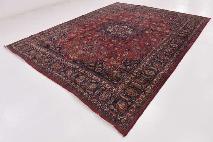 9' 10 x 12' 8 Hand Knotted Mashad Persian Wool Rug
