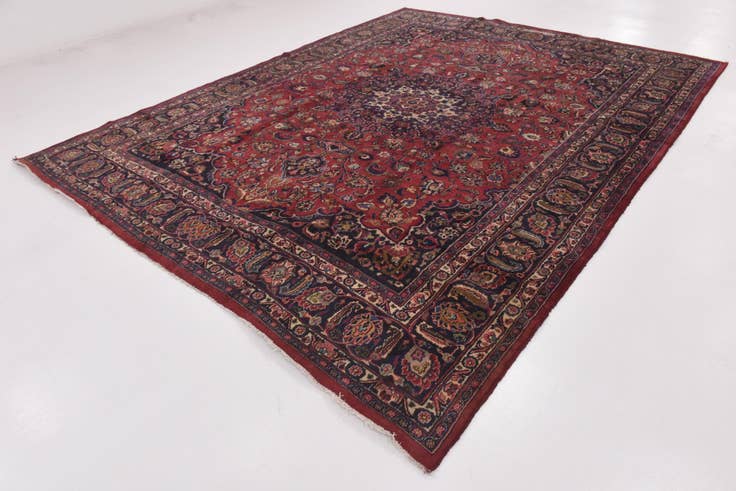 Detail image of 9' 10 x 12' 8 Hand Knotted Mashad Persian Wool Rug