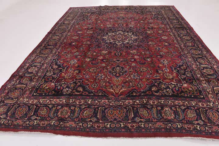 9' 10 x 12' 8 Hand Knotted Mashad Persian Wool Rug