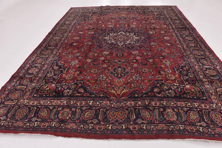 Detail image of 9' 10 x 12' 8 Hand Knotted Mashad Persian Wool Rug