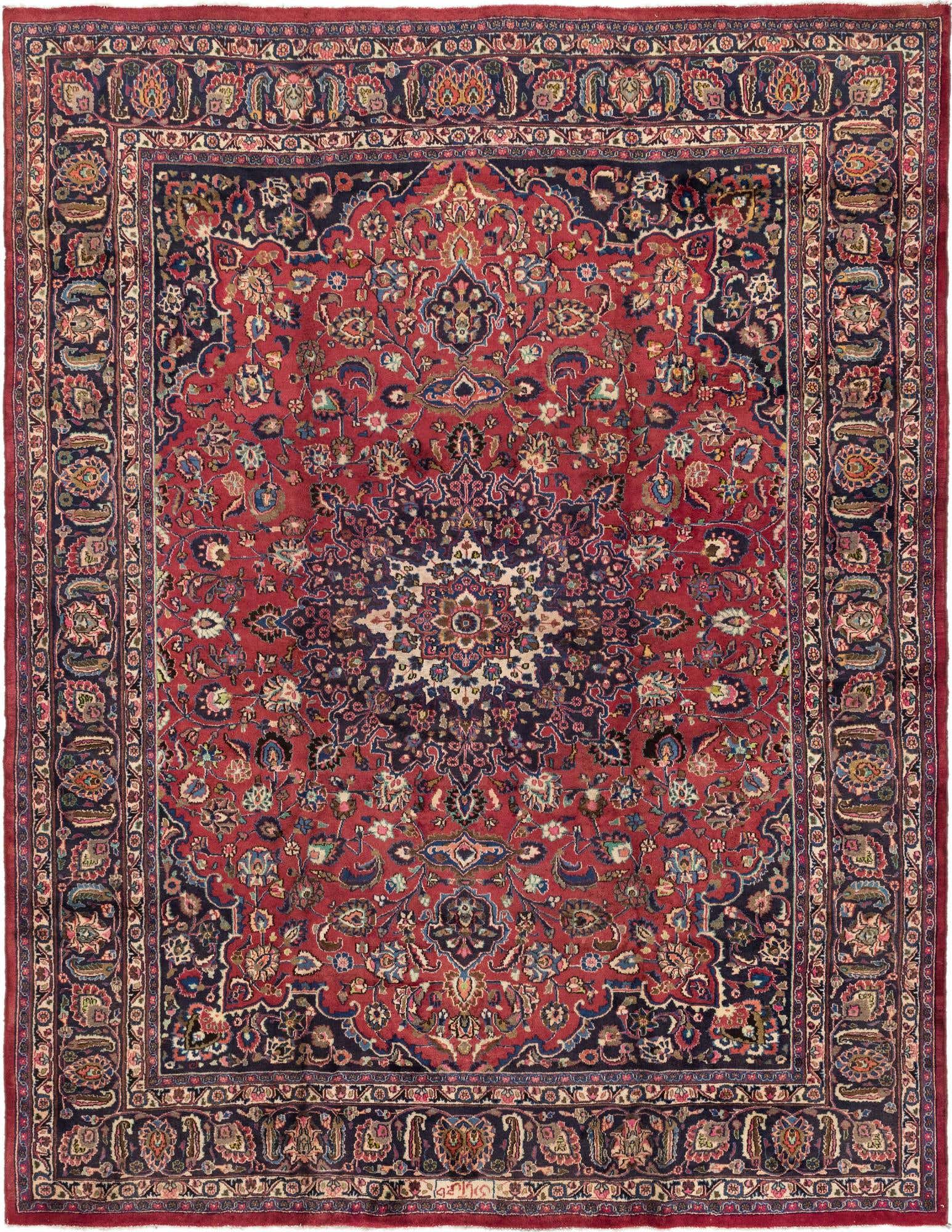 9' 10 x 12' 8 Hand Knotted Mashad Persian Wool Rug