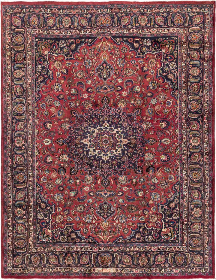 9' 10 x 12' 8 Hand Knotted Mashad Persian Wool Rug